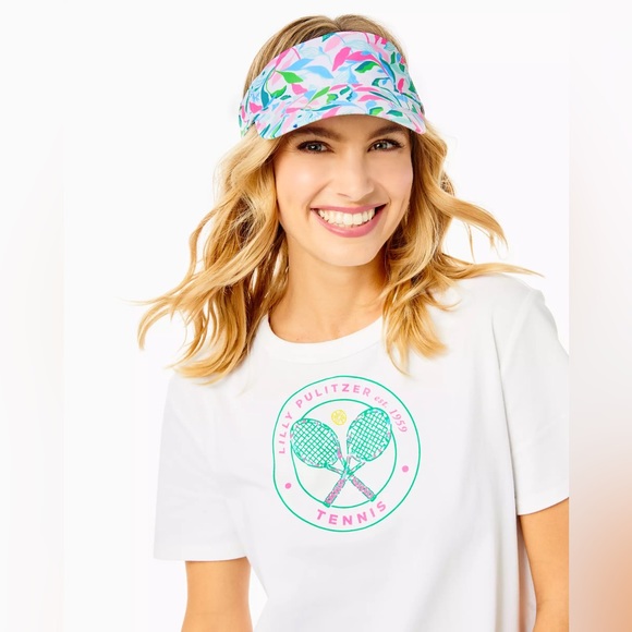 Lilly Pulitzer Its a Match Twill Tennis Beach Visor Baseball Hat Adjustable Band - Picture 3 of 5